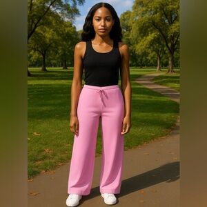 Double Zero Pink Wide-Leg Drawstring Joggers